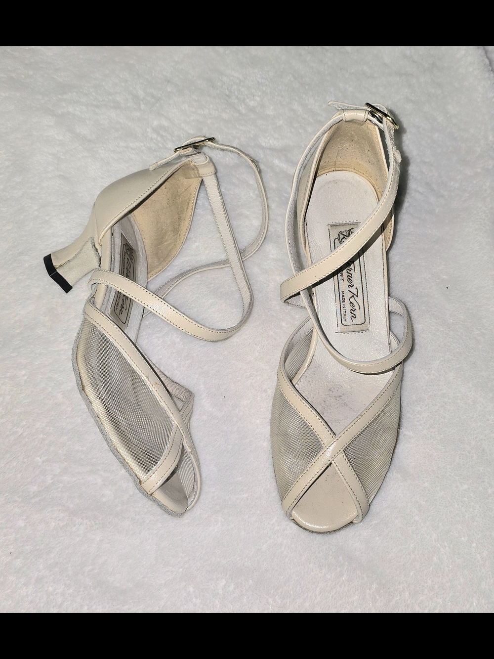 Tango Dancesport Open-Toe Ankle Strap Heels Cream Size 6 Italy